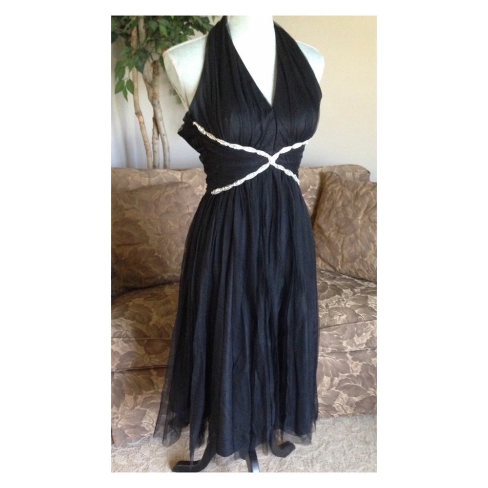 Betsy & Adam Black Formal Halter Dress - Picture 2 of 8